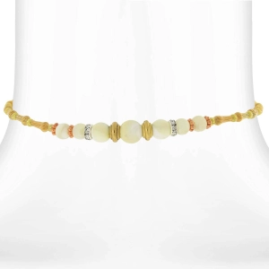 1928 Jewelry White Mother Of Pearl Crystal Accent Coil Choker Necklace 15"