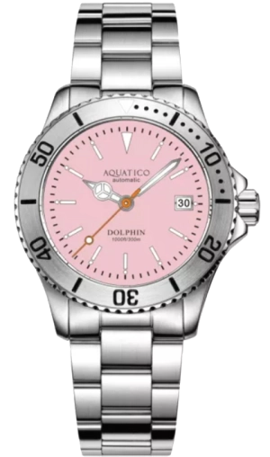 Aquatico Dolphin 39mm Automatic Dive Watch Pink
