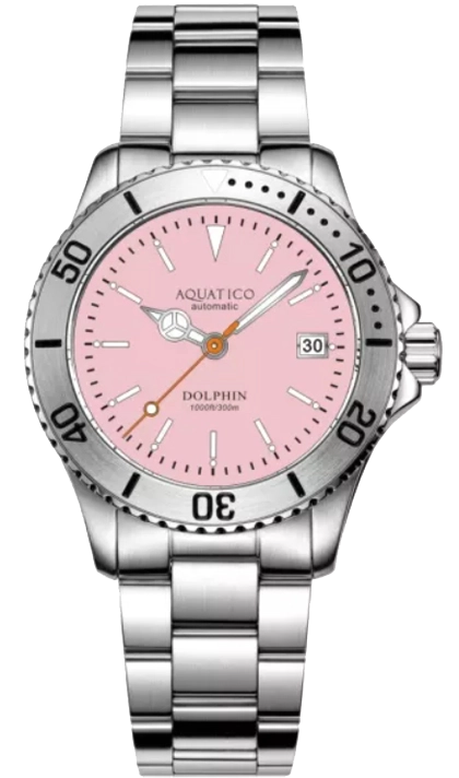 Aquatico Dolphin 39mm Automatic Dive Watch Pink
