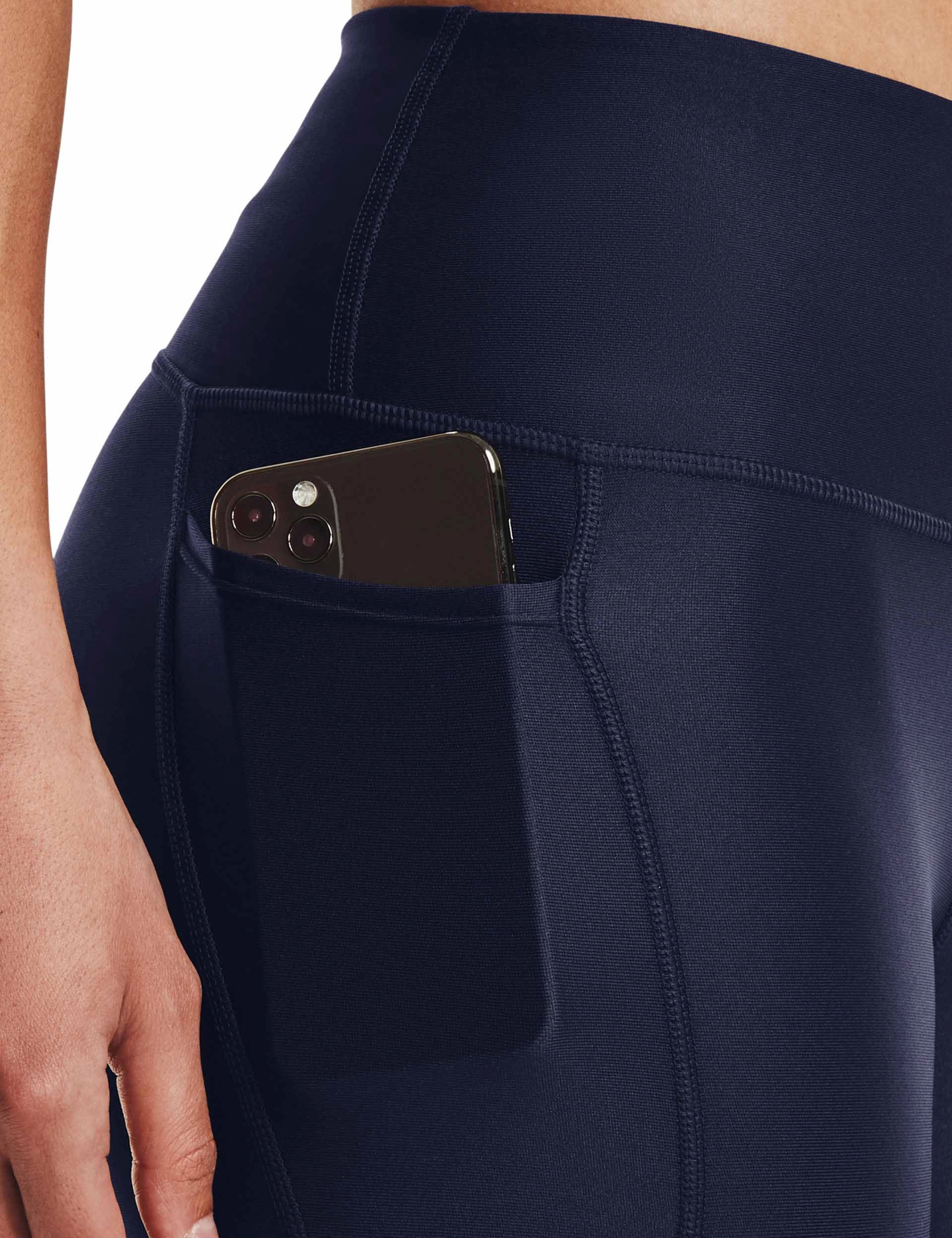 HeatGear Armour No-Slip Waistband Ankle Leggings - Midnight Navy/White