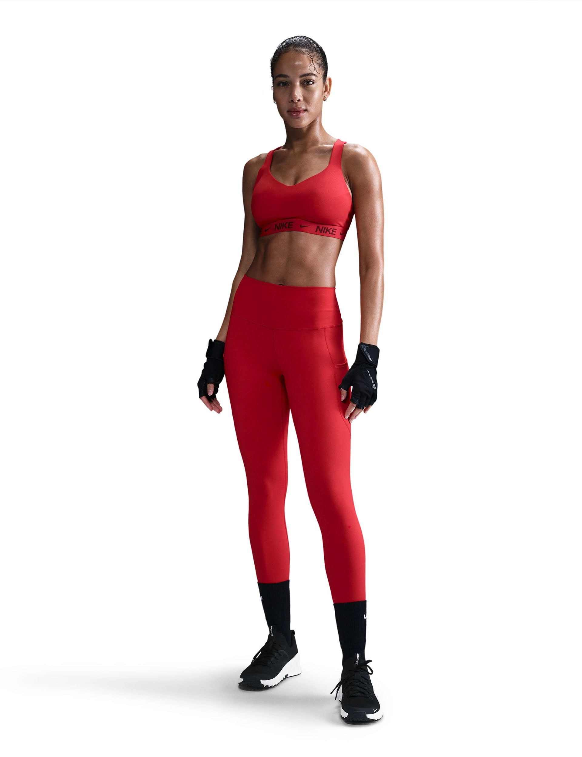 Indy High Support Sports Bra - University Red/Dark Team Red