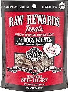 Northwest Naturals Raw Rewards Freeze-Dried Raw Beef Heart Treats for Cats & Dogs