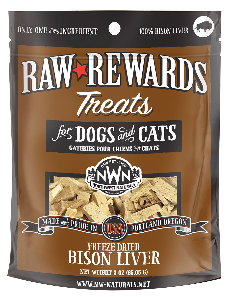 Northwest Naturals Raw Rewards Freeze-Dried Raw Bison Liver Treats for Cats & Dogs