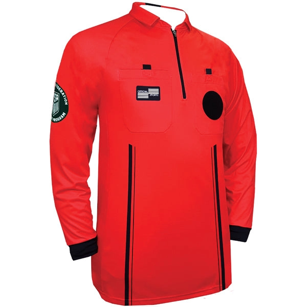 Official Sports Men's Long Sleeve Referee Jersey 9075 USSF Pro (Red)