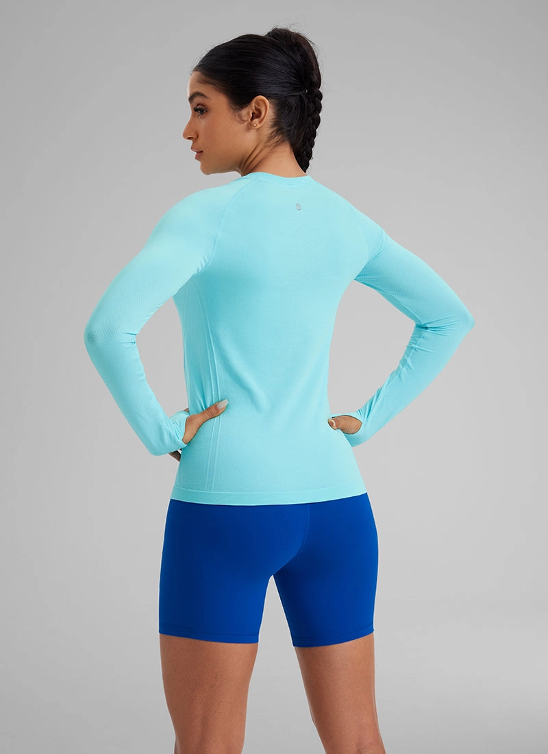 Seamless Crew Neck Workout Long Sleeve Shirts