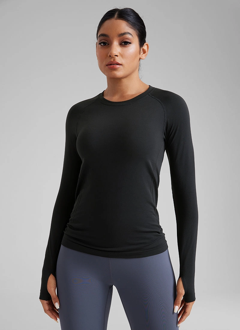 Seamless Crew Neck Workout Long Sleeve Shirts