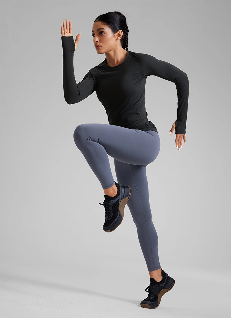 Seamless Crew Neck Workout Long Sleeve Shirts