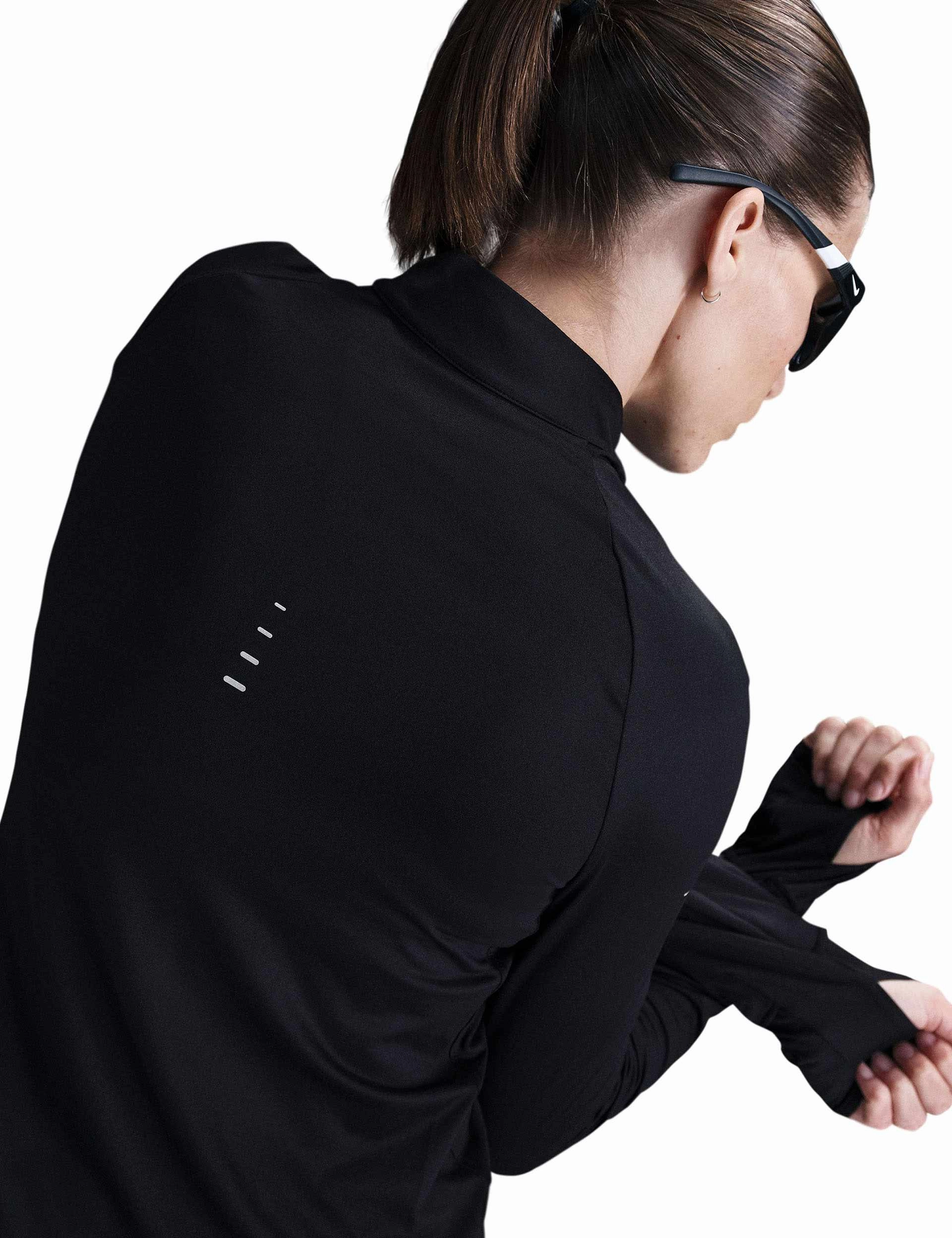 Swift Dri-FIT UV 1/4-Zip Running Top - Black/Reflective Silver