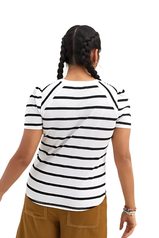 TLA Petite Stripe Puff Sleeve Tee