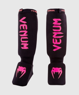 Venum Kontact Shin Guards - Black/Neo Pink